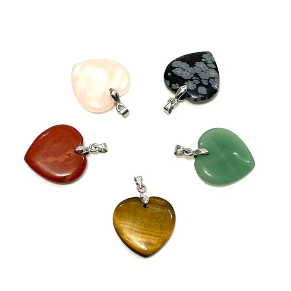 Natural Gemstone Puffy Heart Pendant - Picture 2 of 9